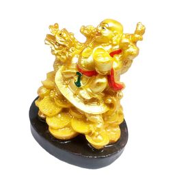 GLOOKS Gold Toned & Red Marble Laughing Buddha Idol Showpiece-image-97
