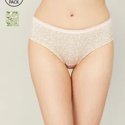 Ginger by Lifestyle Women Pink & Green Pack of 3 Printed Hipster Briefs-image-5