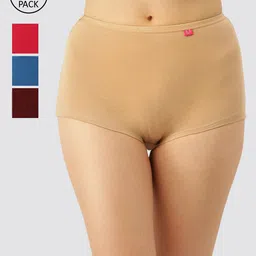 Dollar Missy Pack of 4 Cotton with Spandex Solid Boy Shorts-picture-32