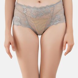 COLOR STYLE Women Grey Melange Self-Design Lace Thong Briefs-image-58