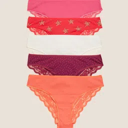 Marks & Spencer Women Pack Of 5 Solid Basic Briefs-image-99