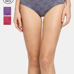 RedRose Women Pack Of 3 Printed Cotton Hipster Briefs-image-82
