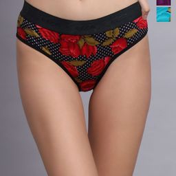 FiveFlag Pack Of 3 Floral Printed Cotton Hipster Briefs-image-89