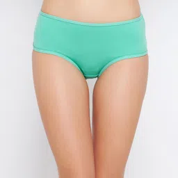 Clovia Women Green Solid Cotton Hipster Briefs-image-65