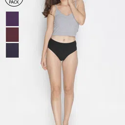LYRA Women Pack Of 4 Assorted Solid Cotton Hipster Briefs-image-85