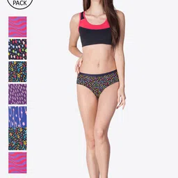 LYRA Women Pack Of 8 Assorted Printed Cotton Hipster Briefs-image-71