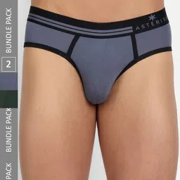 Asterisk Pack Of 2 Mid-Rise Basic Briefs MBR-2FGN&1SBL-S-02-17