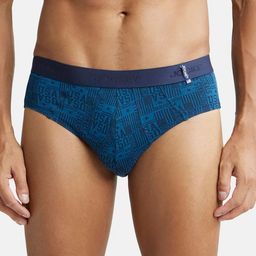 Jockey Men Teal Blue Printed Cotton Basic Briefs-48