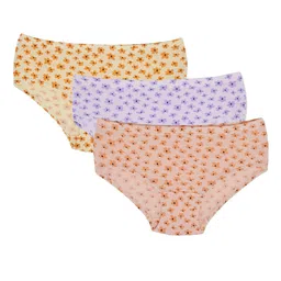 Red Rose Girls Pack Of 3 Multi-Colored Floral Printed Cotton Basic Briefs-picture-39