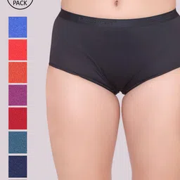 ABELINO Women Pack of 9 Assorted Cotton High-Rise Boyshort Briefs-image-31