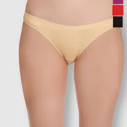 Selfcare Pack of 4 Low RIse Cotton Lycra Solid Panties Bikini Briefs Set - SN2457-image-88