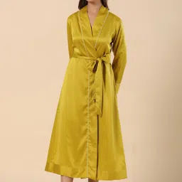 ETC Musturd Shawl Neck Long Sleeves Quick-Dry Robe-image-63