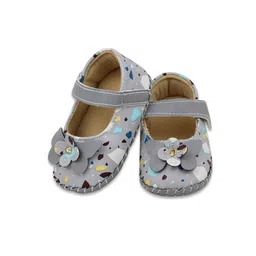 BAESD Infant Girls Printed Floral Detail Velcro Booties-picture-1