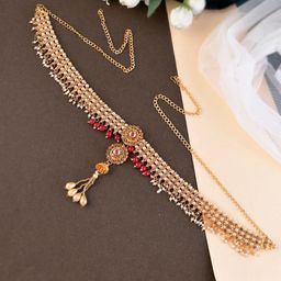 Shoshaa Gold-Plated Stone Studded & Beaded Waist Chain-image-14