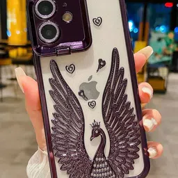 Luxury Kase LK123 Quirky Printed iPhone 12 Electroplate Diamond Angel Wings Back Case-image-12