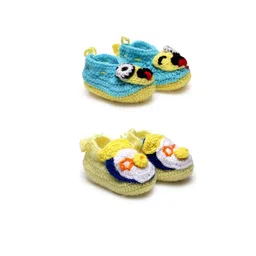 CHUTPUT Infants Kids Set of 2 Pure Wool Crochet Booties-15