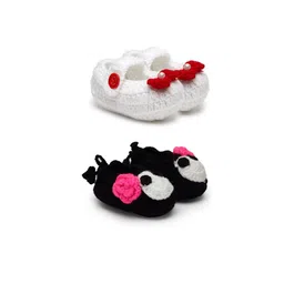 CHUTPUT Infants Kids Set Of 2 Pure Wool Crochet Booties-12