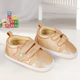 Baby Moo Infant Kids Gold-Toned & Orange Printed Booties-26