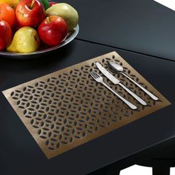 Kuber Industries Pack of 6 Gold-Toned PVC Rectangle Dining Table Mats-2