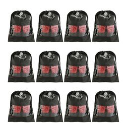 Kuber Industries Set Of 12 Black & White Solid Non-Woven Travel Shoe Organizer-44