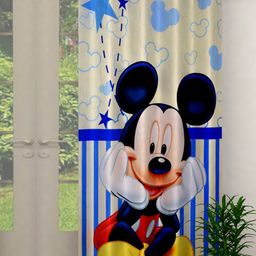 Kuber Industries Cream-Coloured Disney Mickey Single Door Curtain-27