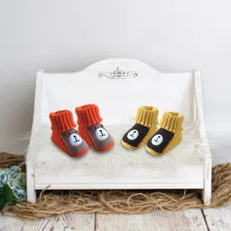 Baby Moo Set Of 2 Kids Patterned & Appliqued Woolen Knitted  Booties-5