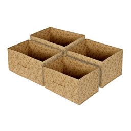 Kuber Industries Set Of 4 Beige Floral Drawers Metallic Storage And Cloth Organisers-11