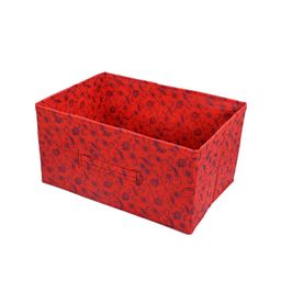 Kuber Industries Red & Blue Floral Printed Non Woven Fabric 2-Drawer Multi-Utility Organizer image 4
