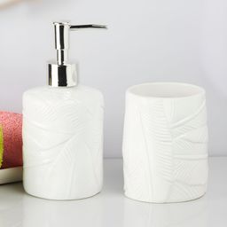 Kookee White 2 piece Abstract Ceramic Bath Accessories Set-19