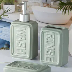 Kookee Blue 3 Pieces Abstract Ceramic Bath Accessories Set-40