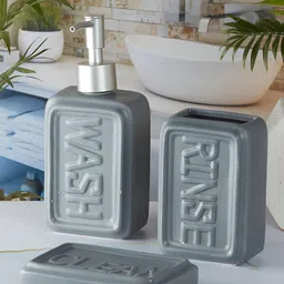 Kookee Grey 3 piece Solid Ceramic Bath Accessories Set-39