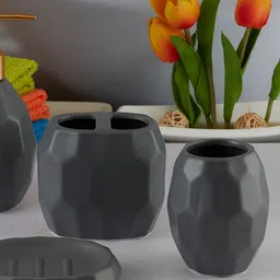 Kookee Grey 4 piece Abstract Bath Accessories Set-40