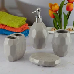 Kookee Grey 4 Pcs Abstract Ceramic Bath Accessories Set image 1