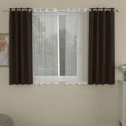 rosarahome Brown Blackout Polyester 5 Feet Eyelet Set of 4 Curtains-picture-19