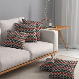 Red Geometric Polyester 16 x 16 Inches Cushion Covers (Set of 5) by ROSARAHOME-picture-37