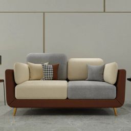casacraft from pepperfry Montez Velvet 2 Seater Sofa in Brown & Beige Colour-picture-2