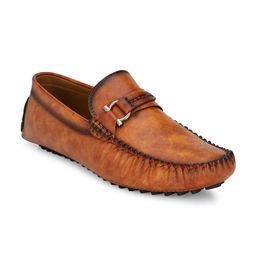 Prolific Men Tan Brown Textured Formal Loafers-picture-15