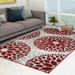 athom living Maroon Abstract Nylon 3 x 5 Feet Machine Made Carpet-picture-40