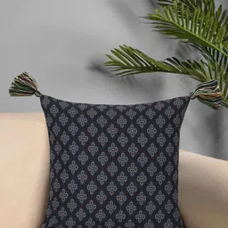 Mezposh Black & White Ethnic Motifs Digital Printed Square Cushion Cover-40