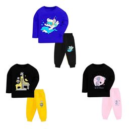 BAESD Kids Pack Of 3 Printed T-shirt & Trousers Clothing Set-91