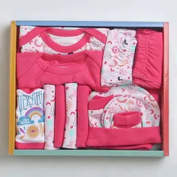 BUMZEE  Infant Girls Printed 13 -Pcs Pure Cotton Baby Apparel Gift Set-image-93