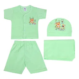 LOOM LEGACY Infants 5 Pieces Printed Pure Cotton Baby Apparel Gift Set-image-22