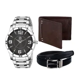 MARKQUES Men Brown & Black Solid Leather Accessory Gift Set-image-51