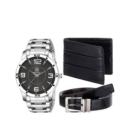 MARKQUES Men Black & Silver-Toned Solid Accessory Gift Set-image-71