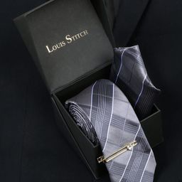 LOUIS STITCH Checked Silk Accessory Gift Set-image-87