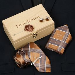 LOUIS STITCH Checked Silk Accessory Gift Set-picture-39