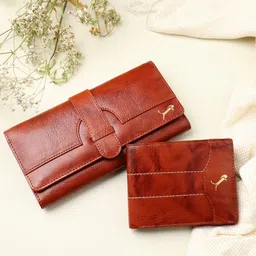 WILD EDGE Unisex 2 Pieces Brown Textured Accessory Gift Set-12