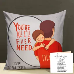 TIED RIBBONS Grey & Red Fathers Day Gift Printed Cushion Cover with Filler & Card Combo-image-98