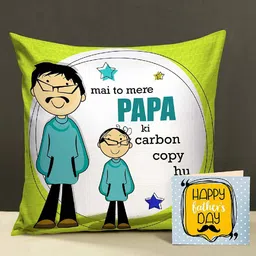 TIED RIBBONS Fluorescent Green & White Printed Cushion Fathers Day Gift Set-image-89