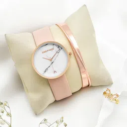 JOKER & WITCH Women Rose Gold-Toned & Pink Solid Watch Gift Set-image-95